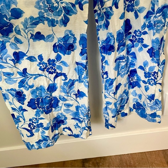 Mango Floral-Print Jumpsuit With Tie Blue and White Print Size Extra Small - Picture 11 of 14
